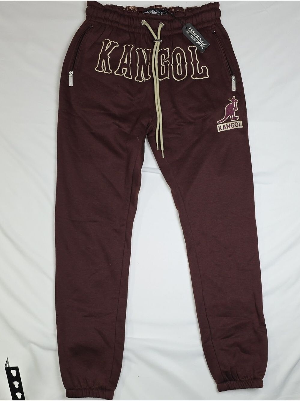 Kangol Maroon Drawstring Logo Joggers Size M